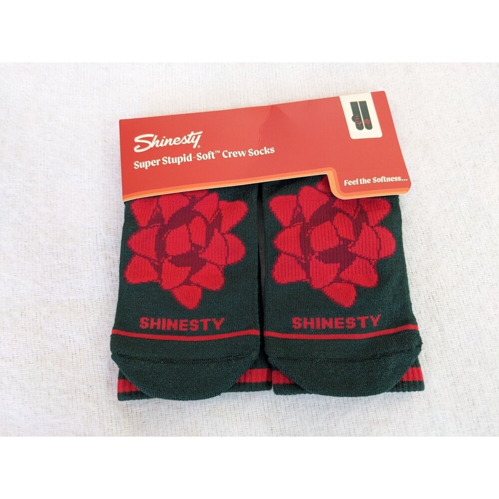 Shinesty Super Stupid Soft Crew Socks. The Bow On Top. Large. New "I'm The Gift"